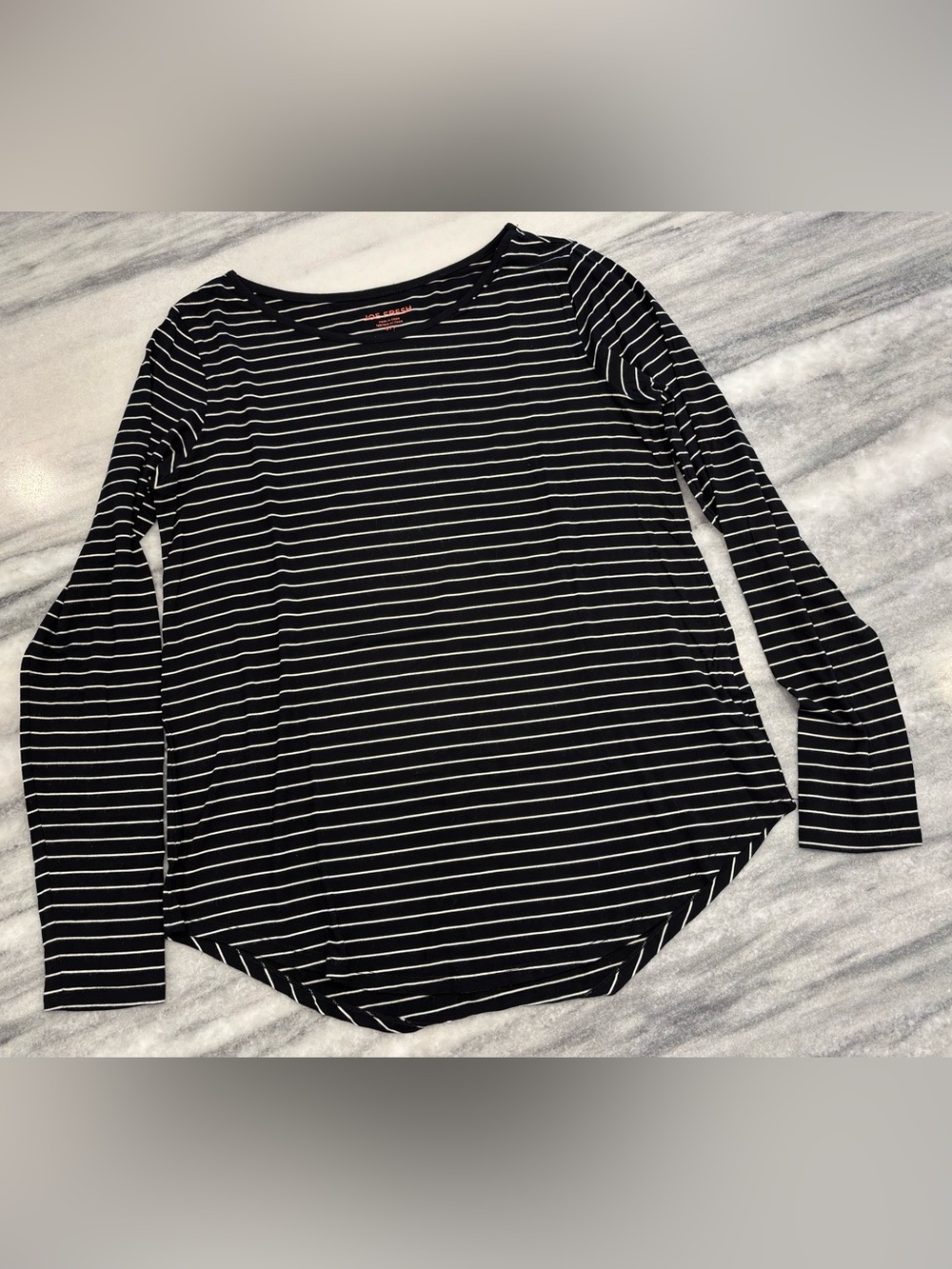 Joe Fresh Black and White Striped Long-Sleeve Women's Top